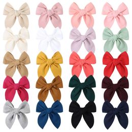 Girls 5 inch Bow Hair Clips Whole Wrapped Safety Barrettes Baby Kids Cloth Hairpins Toddler Bowknot Clippers Children Headwear Hair Accessories YL2578