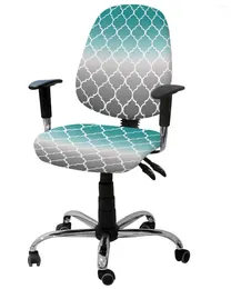 Chair Covers Moroccan Turquoise Gray Gradient Elastic Armchair Computer Cover Removable Office Slipcover Split Seat