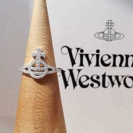 Designer High version Westwoods smiling face full of diamond ring female temperament Saturn inlaid with diamonds light luxury high beauty Nail