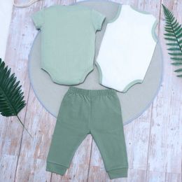 Clothing Sets 3PCS Summer Baby Pure Cotton jumpsuit Cute Cartoon Crocodile Pattern Crling Clothes Three Piece Set for Boys Short Sleeves
