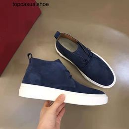 Stella Mccartney highest Men Style quality New Suede Sneakers Shoes Hightop Gancio Rubber Sole Wholesale Trainers Blue Black Blue Comfort Man Casual Walk