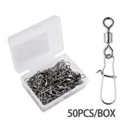 50PCS/ Box Fishing Connector Swivels Pin Bearing Pesca Rolling Swivel Fishing Snap Fishhook Lure Fish Hook Tackle LL