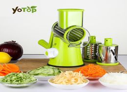 Yotop Green Vegetable Mandoline Slicer Potato Julienne Carrot Cutter Cheese Grater Round Stainless Steel Blades Kitchen Tool4347178