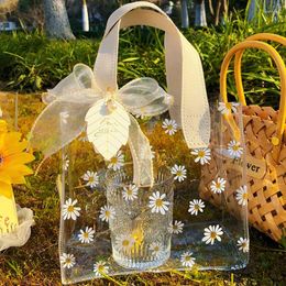 Gift Wrap Transparent Daisy Bag Wedding Favour Guest PVC Handbag Packaging Distribution Pouch Candy Box Party Supply