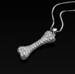 Hip hop Bone Pendant necklaces for men women luxury designer mens bling diamond gold chain necklace Jewellery love gift4601056