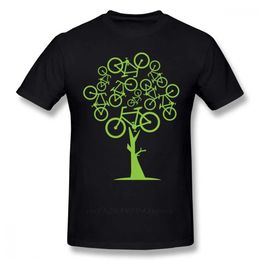 Men's T-Shirts Image Green bicycle tree T-shirt suitable for men slim fit Swag plus size Camiseta Christmas gift cotton fabric Q240514