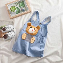 Overalls IENES Summer Kids Baby Boys Jumper Pants Denim Shorts Jeans Overall Toddler Infant Girl Playsuit Clothing Trousers d240515