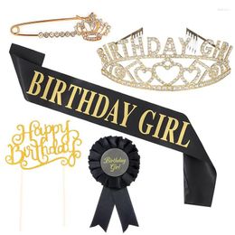 Party Decoration 5 Piece Set Boxed Birthday Girl Crown Strap Brooch Cake Card Badge Supplies