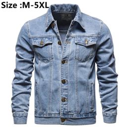 Cotton Denim Jacket Men Casual Solid Color Lapel Single Breasted Jeans Autumn Slim Fit Quality Mens Jackets 240428