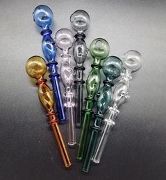 Thick Pyrex Glass Bong Oil Burner Pipe Colourful Hand Smoking Pipes Approx 140mm Helical Tube Borosilicate Spring Tubes Dab Rig Dia4113291