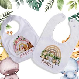 Bibs Burp Cloths Personalized baby bibs customized animal names for boys and girls cotton bibs for newborns Saliva towels for newborns wild baby shower giftsL2405