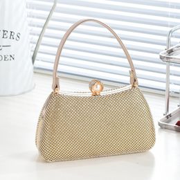 New Fashion Simple Socialite Sparkling Full Diamond Handbag Cheongsam Temperament Dress Bag One Shoulder Crossbody Bag Banquet Bag