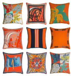 1pcs Orange Series Cushion Covers Horses Flowers Print Pillow Case Cover for Home Chair Sofa Decoration Square Pillowcases7368145