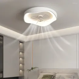 Chandeliers White LED Chandelier Decoration Modern Ceiling Fan With Light For Bedroom Living Room Apartment Study Round Remote Control Lamp