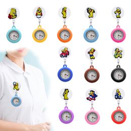 Pocket Watches Yellow Bear One Clip Watch With Second Hand For Nurses Nurse Women Lapel Drop Delivery Otuko