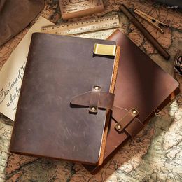 Fromthenon Genuine Cowhide Leather Notebooks And Journals A5A6 Retro Spiral Binder Planner Diary Office Business Stationery