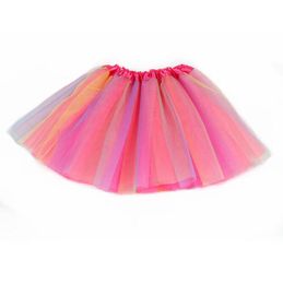 Girls Rainbow Tutu Skirt Dance Party Ballet Tulle dress Children Rainbow Mesh tutu Skirt for kids