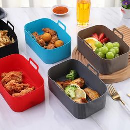 Baking Tools 2Pcs Air Fryer Silicone Pot Liner Heat Resistant Basket Rectangle Pan For Oven Microwave