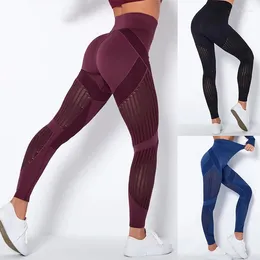 Active Pants Leggings Women Push Up Seamless For Fitness Yoga High Waist Tights Hollow Out Sport Scrunch BuLegging