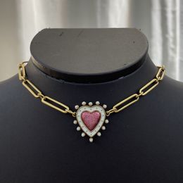 2024 New Arrival Luxury Brand Fashion Necklace Retro Brass Star Bee Pink Blue Green Pink Love Heart Pendant Women Party Jewelry High Quality Gift