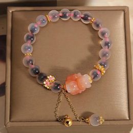 Strand Natural Sweet Heart Pink Agate Bracelet Female Special Interest Light Luxury Attracting Male Gift For Ie