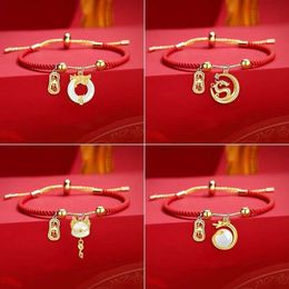 Bangle Lucky Red Rope Couple Bracelet for Women Handmade Wealth Dragon Braided Bracelet Chinese Style Amulet Jewelry Birthday Gifts