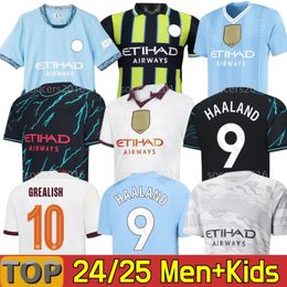 24 25 Erling Haaland MANS CITIES SOCCER JERSEYS FODEN GREALISH J.ALVAREZ DE BRUYNE DOKU 2023 2024 2025 KOVACIC RODRIGO PHILLIPS football tops shirts kids kit S-2XL