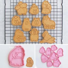 Baking Moulds 10Pcs Cartoon Capybara Cookie Cutter Stamps Cute Animal Fondant Biscuit Moulds Cake Decoration Fun Accessories For Bakers