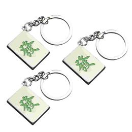 Keychains Lanyards 3 PCS Mahjong Key Ring Fashion Small Fortune Keyring Zinc Alloy Bag Pendant Decor Backpack Creative Y240510