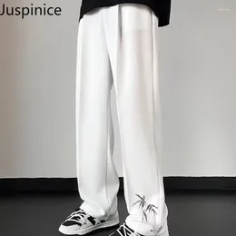Men's Pants Summer Ice Silk Chinese Style Fashion Wide-leg Drape Straight Nine-point Suit Pant Men Trousers Male Clothes