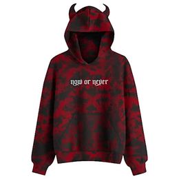 Men's Hoodies Sweatshirts XPLR Colby Brock Horns Red Tie Dye Shatter Pullover Sam and Colby Hoodies Sweatpants Funny Clothes Pants T240515