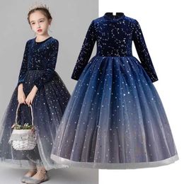 Girl's Dresses Girls Sequin Party Dresses Kids Princess Birthday Dress Elegant Formal Evening Long Gown Pageant Performance Teens Girls Clothes Y240514