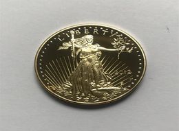 10 Pcs Non magnetic dom Eagle 2012 badge gold plated 326 mm commemorative American statue liberty drop acceptable co288E9410747