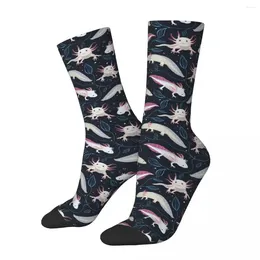 Men's Socks Cute Axolotls Pattern Salamander Axolotl Lover Unisex Winter Windproof Happy Street Style Crazy Sock