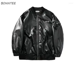 Men's Jackets PU Leather Men Letter Streetwear Teens Coats Cool Hip Hop Chaquetas Outwear American Y2k Unisex Motorcycle Chic Handsome