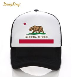 DongKing Fashion Trucker Hat California Flag Snapback Mesh Cap Retro California Love Vintage California Republic Bear Top D18110603643131