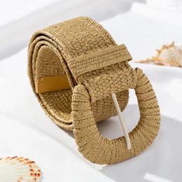 Belts Women Belt Elastic Waistband Straw Woven Wide Dress Jeans Boho Waist Band Stretchy Ladies Casual Clothing Accessory