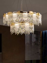 French Crystal Pendant Lamps Modern Luxury Chandeliers Pendant Lights Fixture Living Dining Room Bedroom Hanging Lamparas Home Decoration Lighting