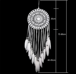New Handmade Lace Dream Catcher Circular With Feathers Wall Hanging Decoration Ornament Craft Gift Crocheted White Dreamcatcher Wi8347026