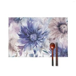 Table Mats 6PCS Place Set Heat Resistant Placemats For Dining Washable Grey Floral Pattern