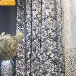 Curtain Custom Retro Cotton Linen Black And White Animal Plant Patterns Jacquard Thickened Curtains For Living Room Bedroom Frenc