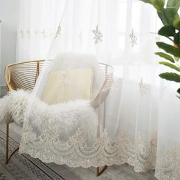 Curtain Modern White Embroidered Window Screen Living Room Bedroom Balcony Bay French Princess Lace Star Gauze