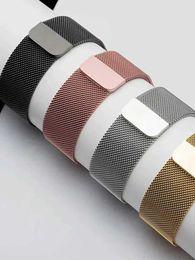 Watch Bands Milanese Loop Band for Apple Strap Ultra 49mm 45mm 44mm 41mm 40mm Metal Wrist i Series 9 8 7 6 5 4 SE Q240514