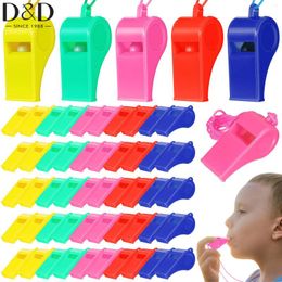 Party Favor 5/10Pcs Mini Plastic Whistle With Rope Multifunction Kids Football Soccer Cheerleading Children Toys Birthday Supplies