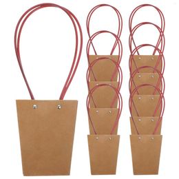 Gift Wrap Kraft Paper Bag Flower Present Handbag Bags For Paperboard Handy Pouch Medium Size