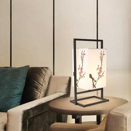 Table Lamps Japanese Style Fabric Table Lamp New Chinese Style Retro Zen Bedroom Bedside Lamp Small Night Lamp Warm Light Adjustable LED