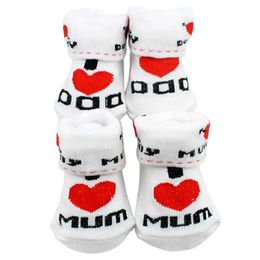 Calzini per bambini Cute Calzini di cotone Baby White I Love Mom/Dad 0-6 MESE NECONATI BAGNI E GIRRMIL2405