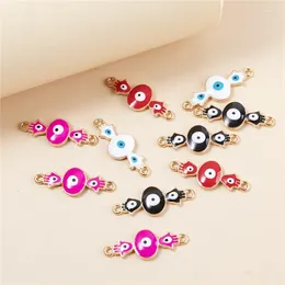 Charms 10Pcs Colourful Mixed Enamel Eyes Alloy Connector For Women Girl Handmade Making Diy Necklace Bracelet Jewellery Accessories