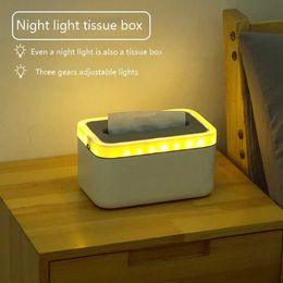 Tissue Boxes Napkins Creative napkin tissue box with night light waterproof detachable storage box dining table home B240514