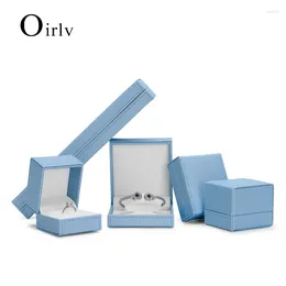Jewelry Pouches Oirlv Blue Boxes Wholesale PU Leather Gift Box Ring Earring Bracelet Necklace Set